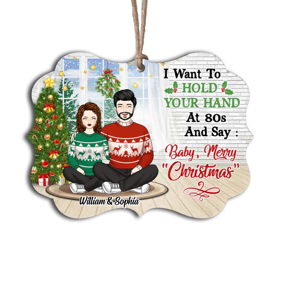 Christmas Couple Hold Your Hand - Personalized Ornament
