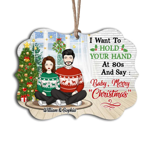 Christmas Couple Hold Your Hand - Personalized Ornament