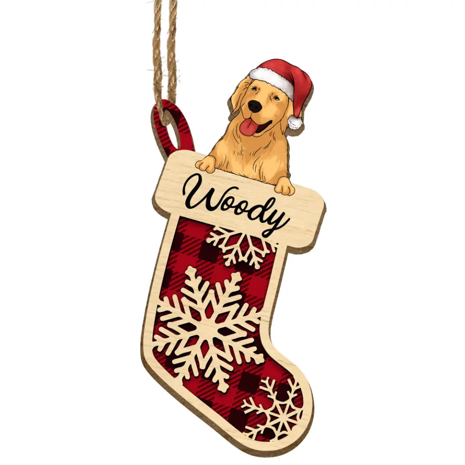 Personalized Dog In Christmas Sock - Personalized Ornament, Gift For Dog Lover