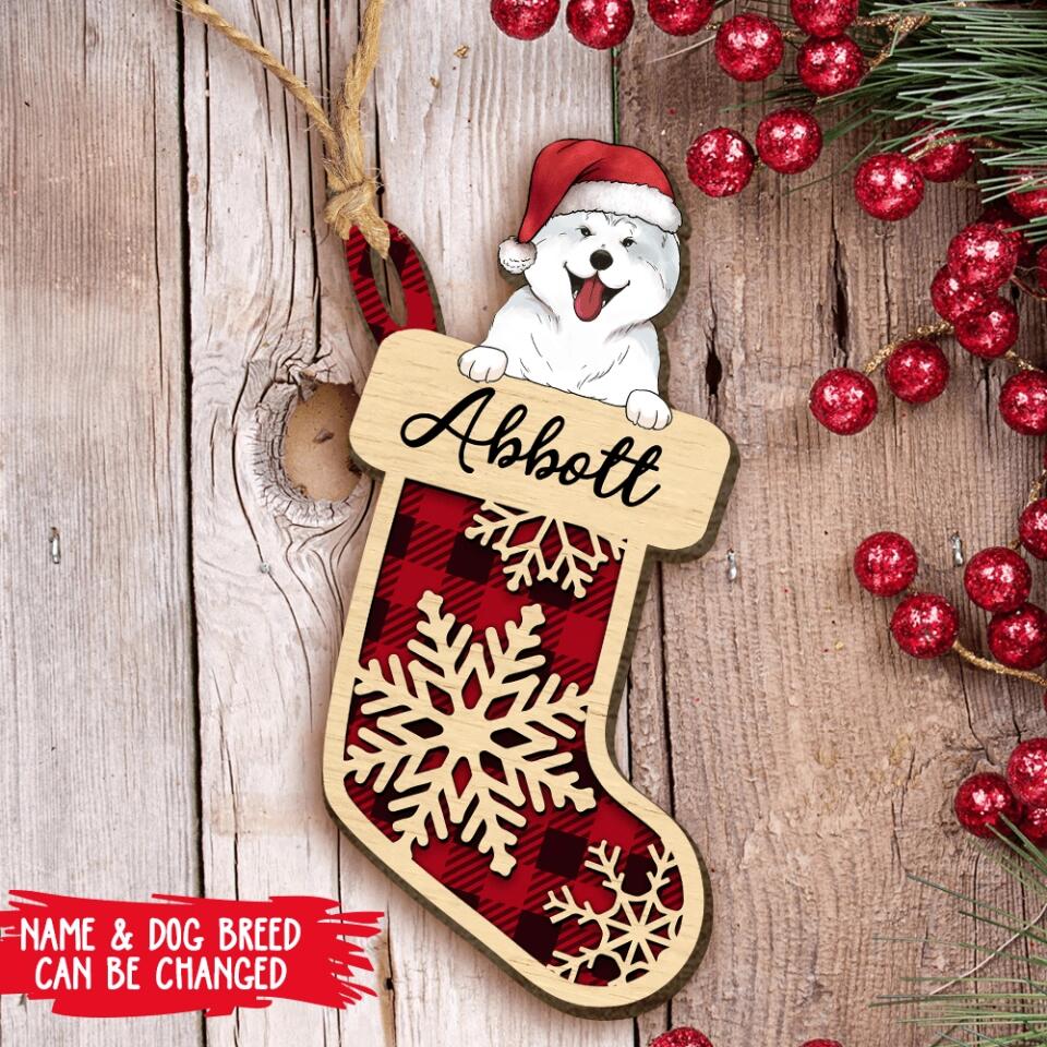 Personalized Dog In Christmas Sock - Personalized Ornament, Gift For Dog Lover
