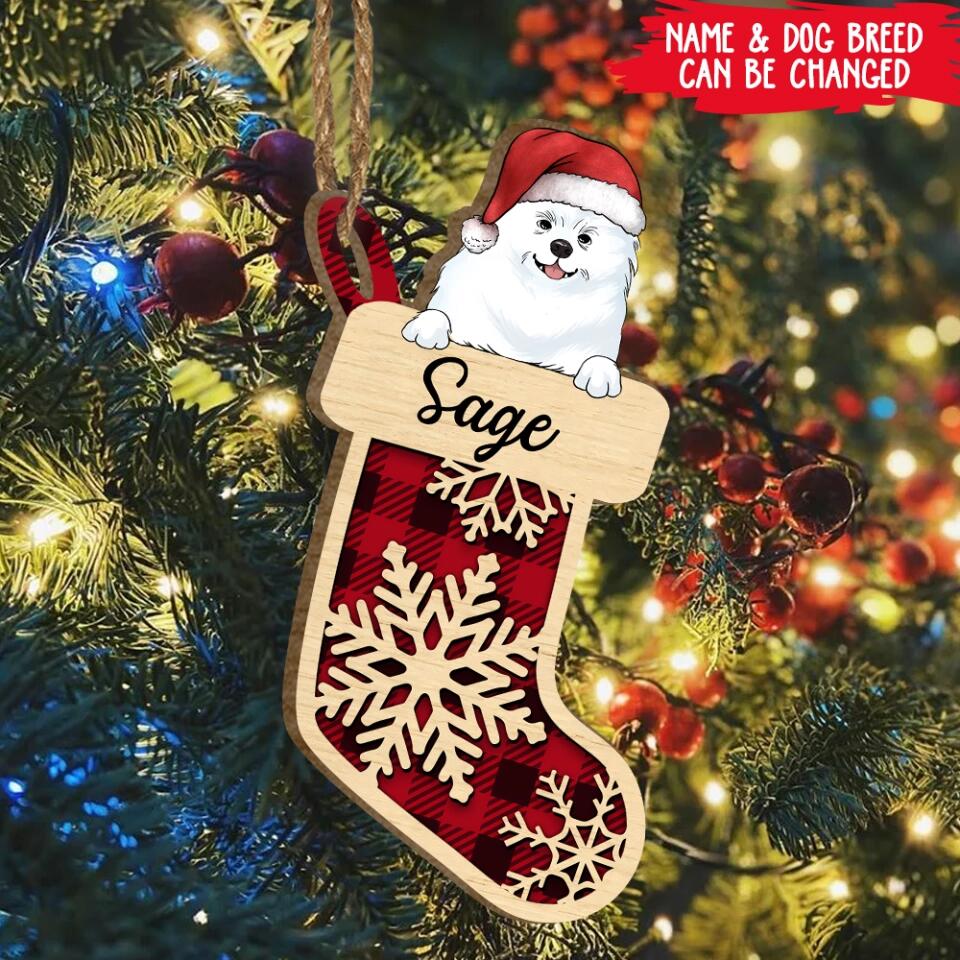 Personalized Dog In Christmas Sock - Personalized Ornament, Gift For Dog Lover