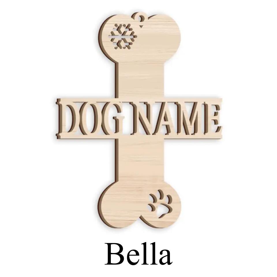 Customized Dog's Name On Wooden Christmas Ornament