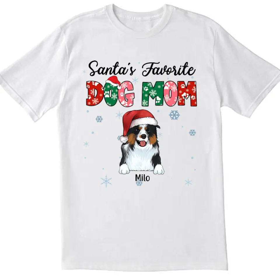 Santa&#39;s Favorite Dog Mom Shirt - Personalized Shirt