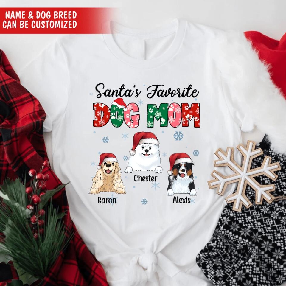 Santa's Favorite Dog Mom Shirt - Personalized Shirt