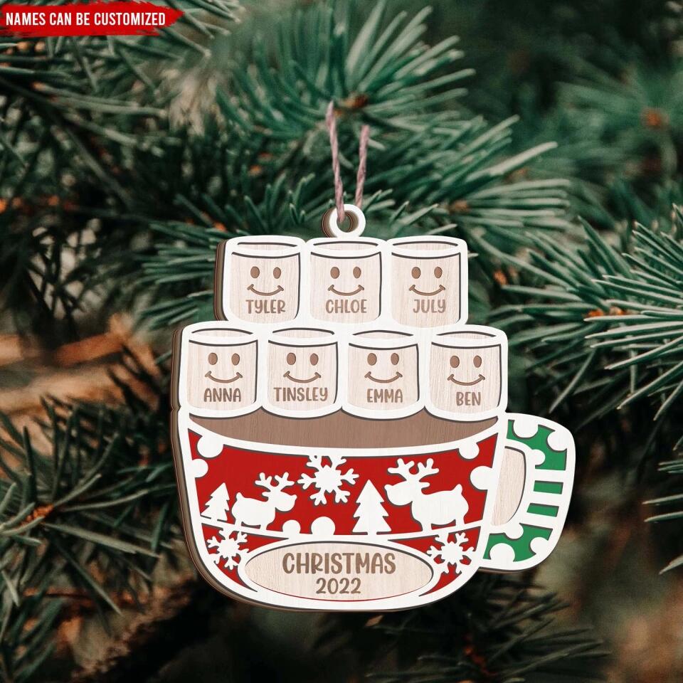 Hot Cocoa Marshmallow - Personalized Christmas Ornament
