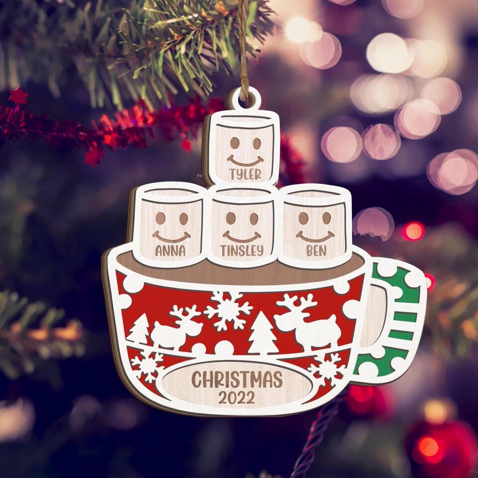 Hot Cocoa Marshmallow - Personalized Christmas Ornament
