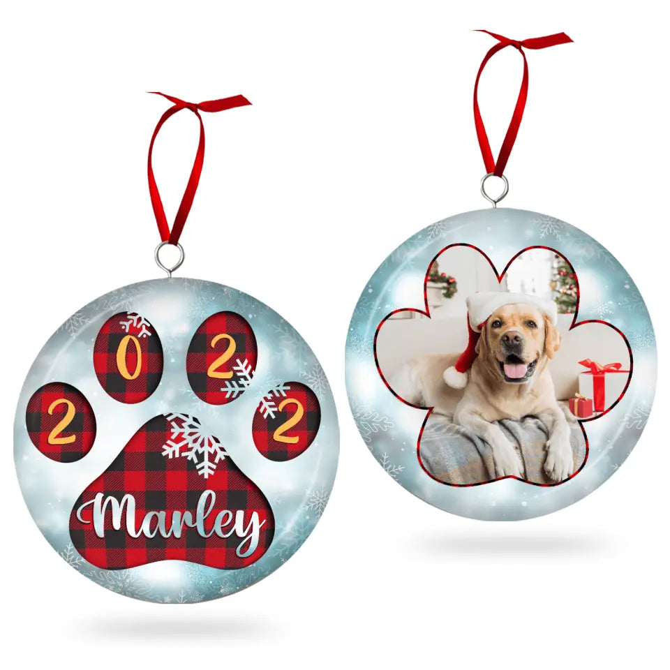 Custom Dog Name Christmas, Gift For Pet Lover - 
 Personalized 3D Metal Ornament, Two-Sided Printed