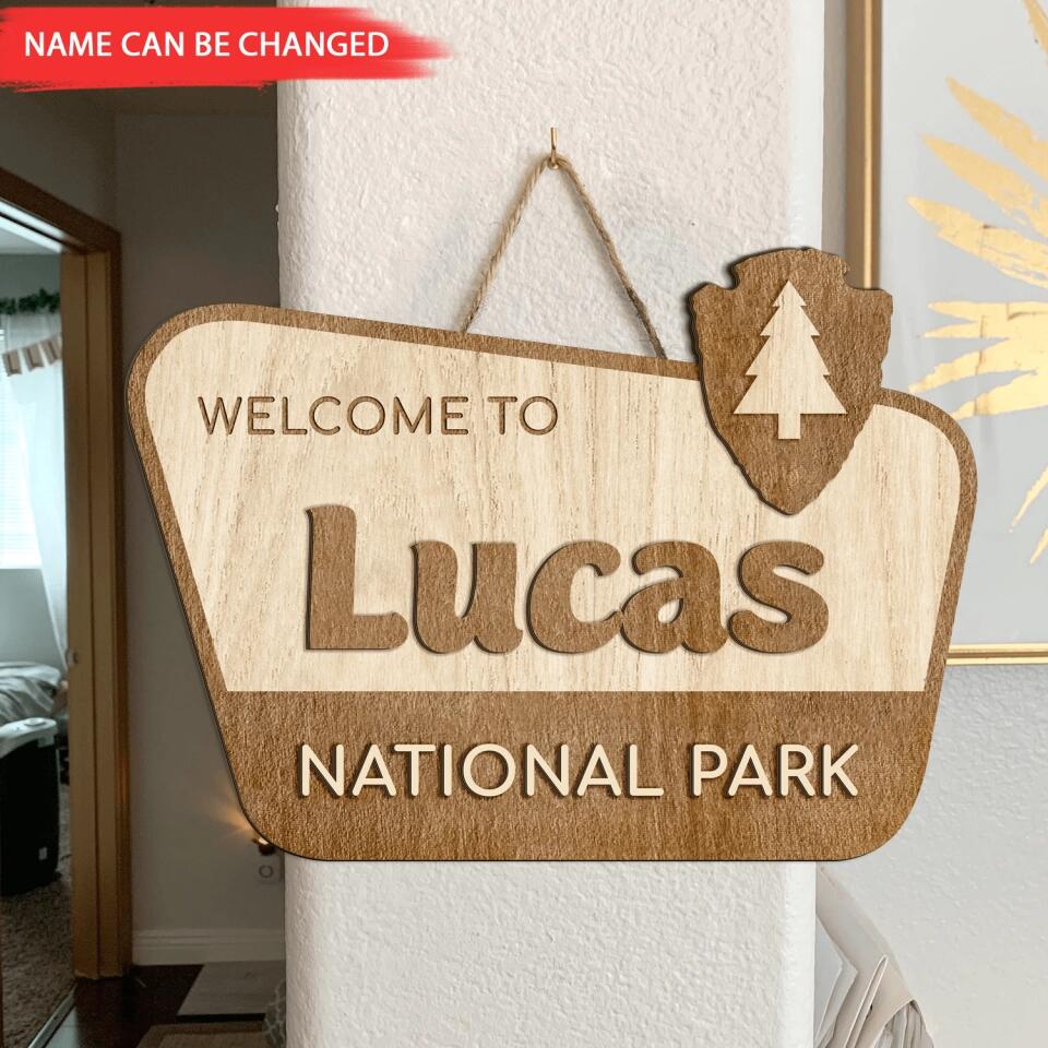 Custom Name National Park Sign, Personalized Wooden 2 Layer Sign