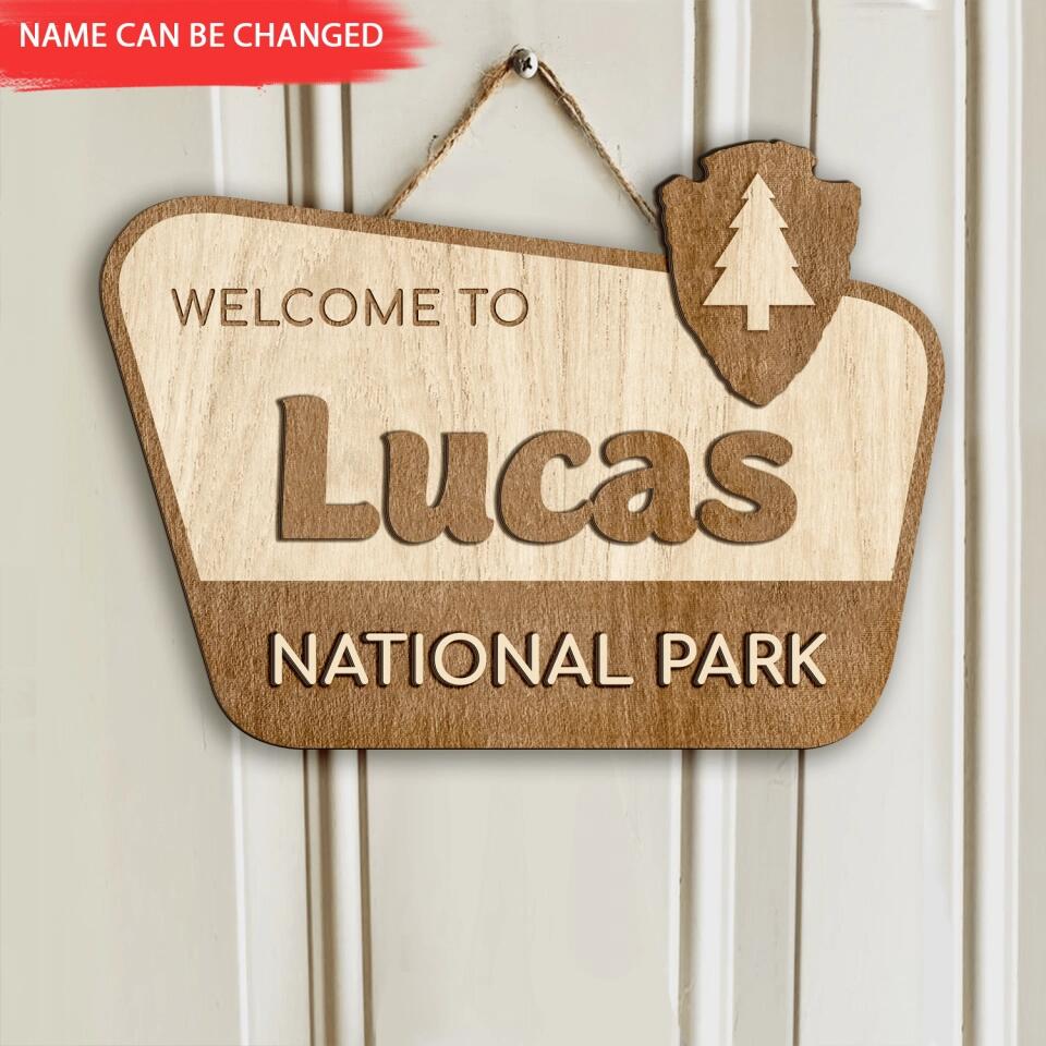 Custom Name National Park Sign, Personalized Wooden 2 Layer Sign
