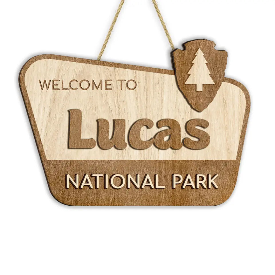 Custom Name National Park Sign, Personalized Wooden 2 Layer Sign