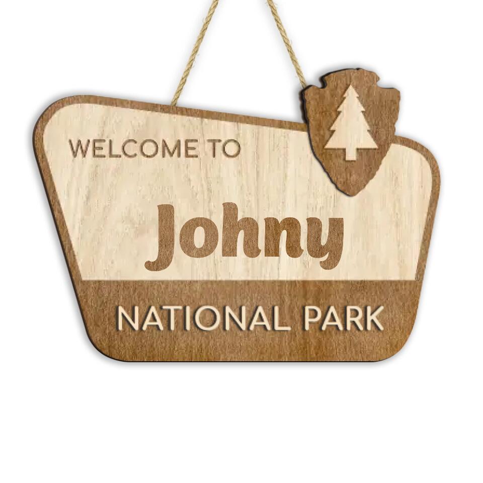 Custom Name National Park Sign, Personalized Wooden 2 Layer Sign