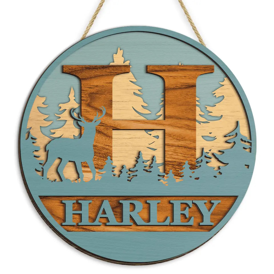 Deer Forest Family Name Sign - Personalized 2 Layer Sign