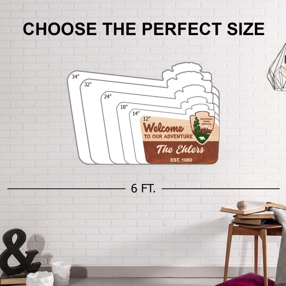 Welcome To Our Adventure - Personalized Door Sign 2 Layer, Camping Decoration