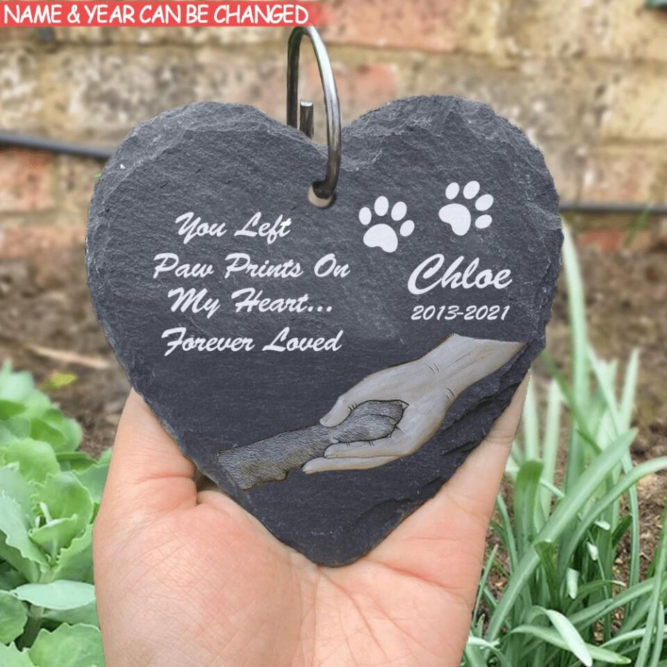 You Left Paw Prints On My Heart  - Personalized Garden Stone