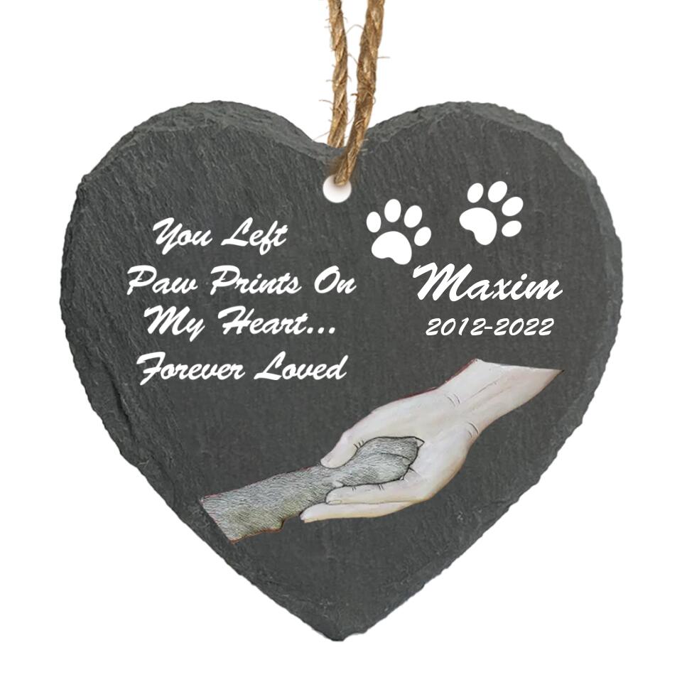 You Left Paw Prints On My Heart  - Personalized Garden Stone