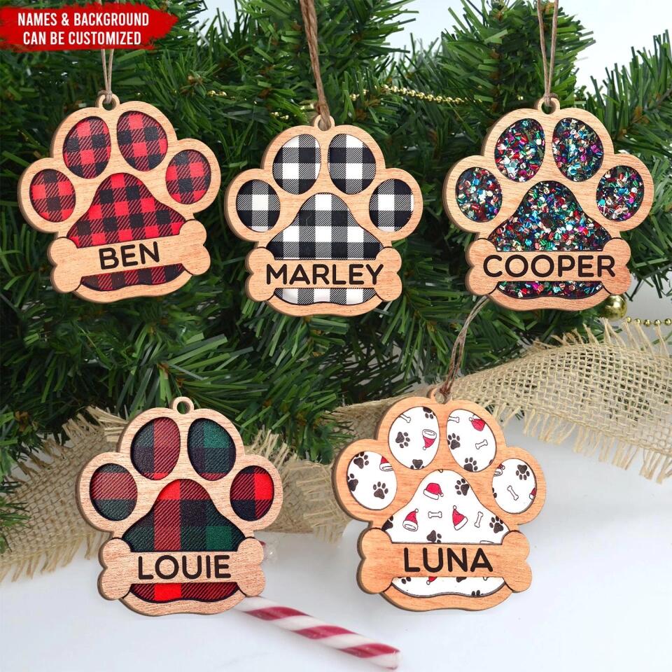 Customizable Dog Paw Print, Gift For Dog Lover - Personalized Ornament