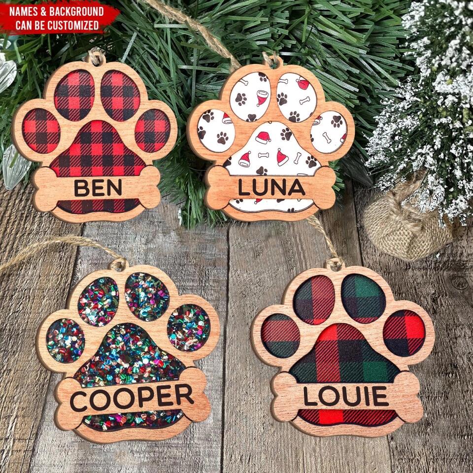 Customizable Dog Paw Print, Gift For Dog Lover - Personalized Ornament