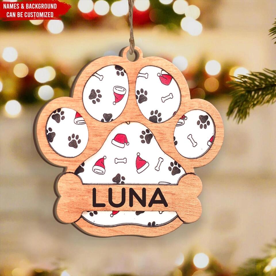 Customizable Dog Paw Print, Gift For Dog Lover - Personalized Ornament