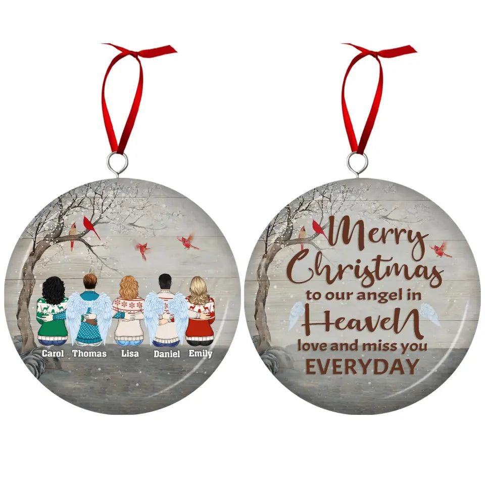 Memorial Family Christmas Ornament, Christmas Gift Custom with wings - Personalized 3D Metal Ornament, Two-Sided Printed