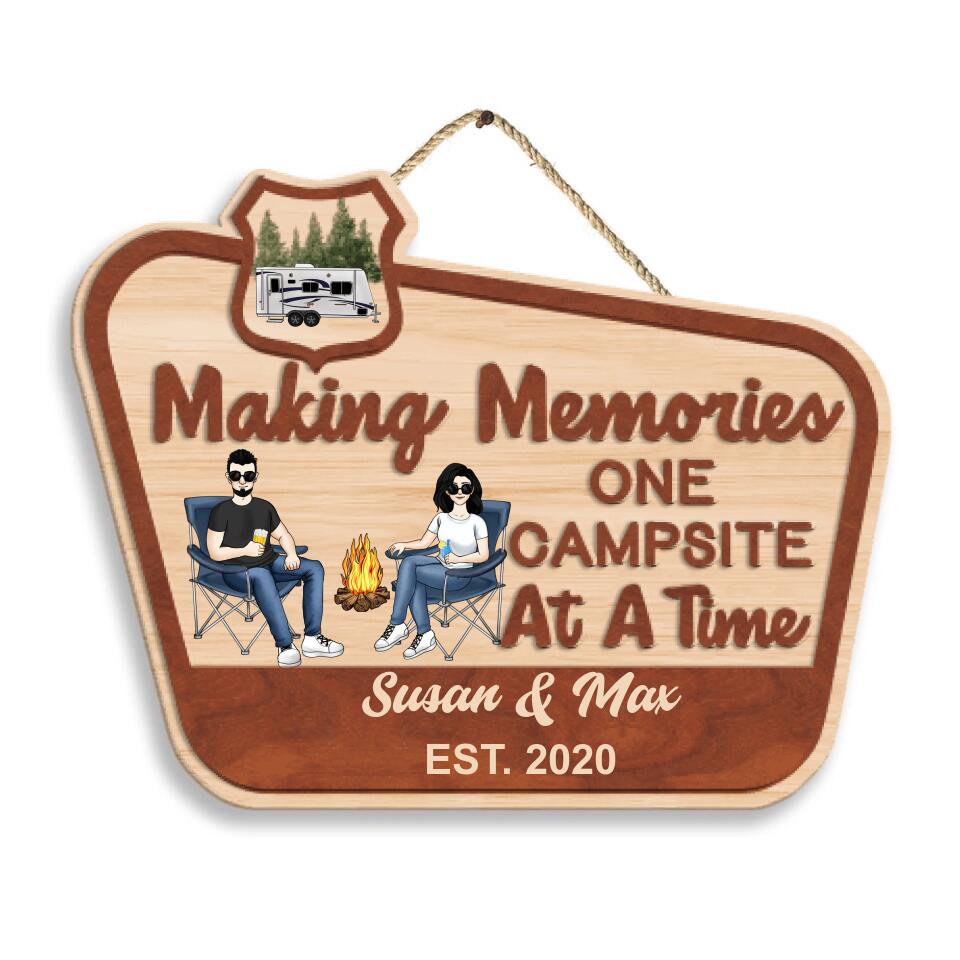 Making Memories One Campsite At A Time - Personalized 2 Layer Sign, Custom Shape