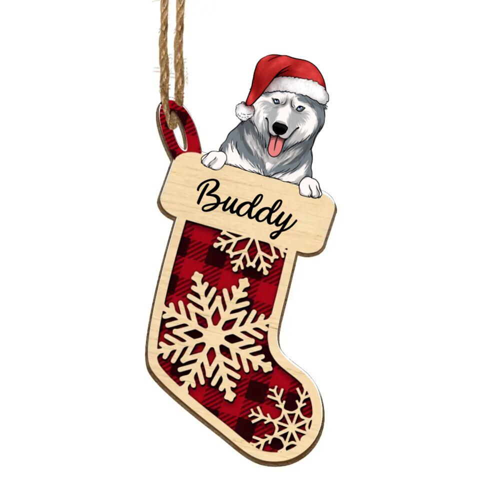 Personalized Dog In Christmas Sock - Personalized Ornament, Gift For Dog Lover