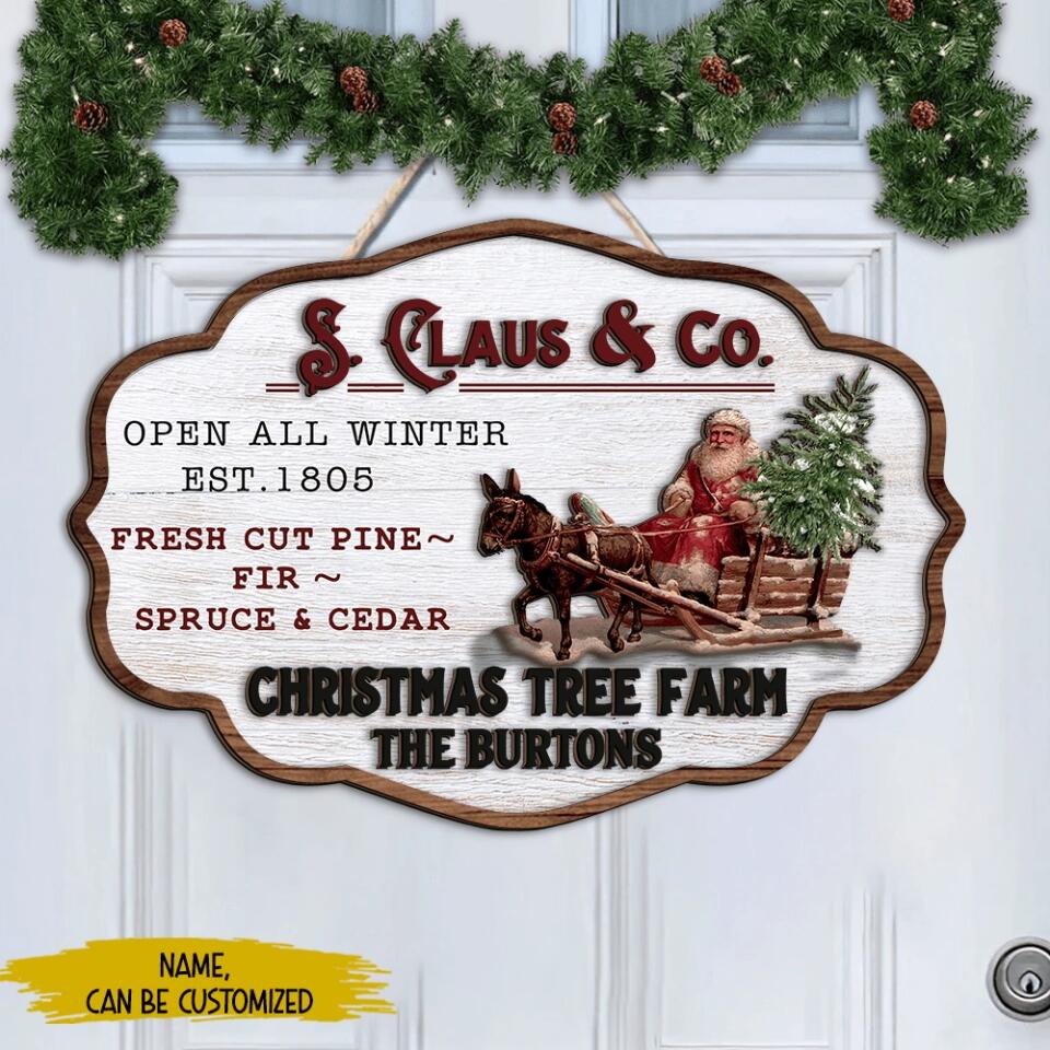 S. Claus Christmas Tree Farm - Personalized 2 Layer Sign, Christmas Decoration