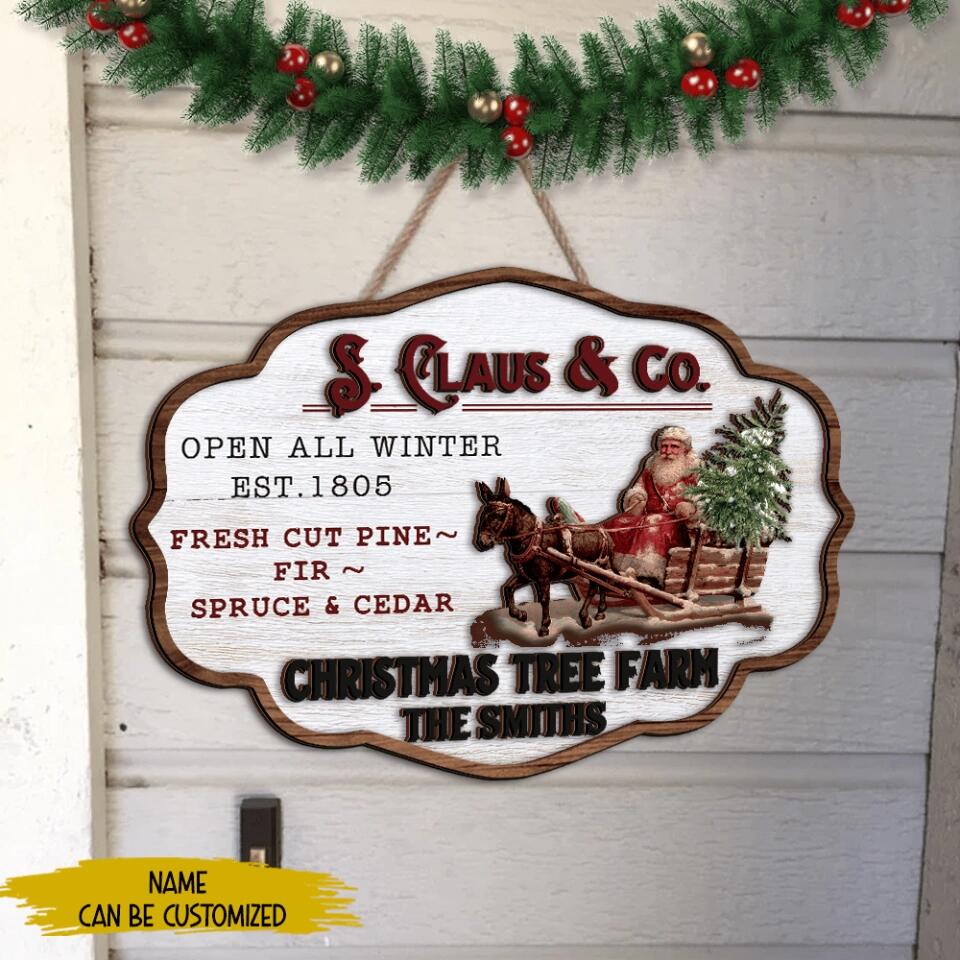 S. Claus Christmas Tree Farm - Personalized 2 Layer Sign, Christmas Decoration