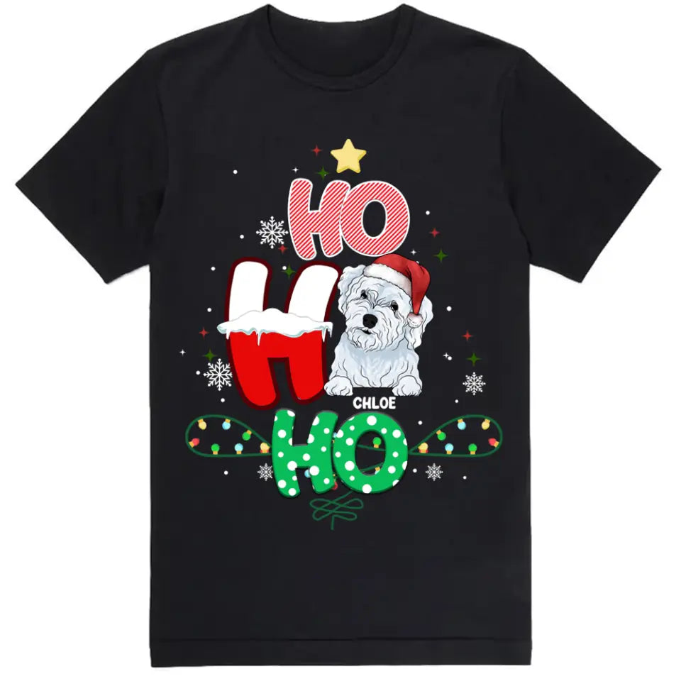 Ho Ho Ho Christmas Dogs - Personalized T-Shirt, Gift For Dog Lover