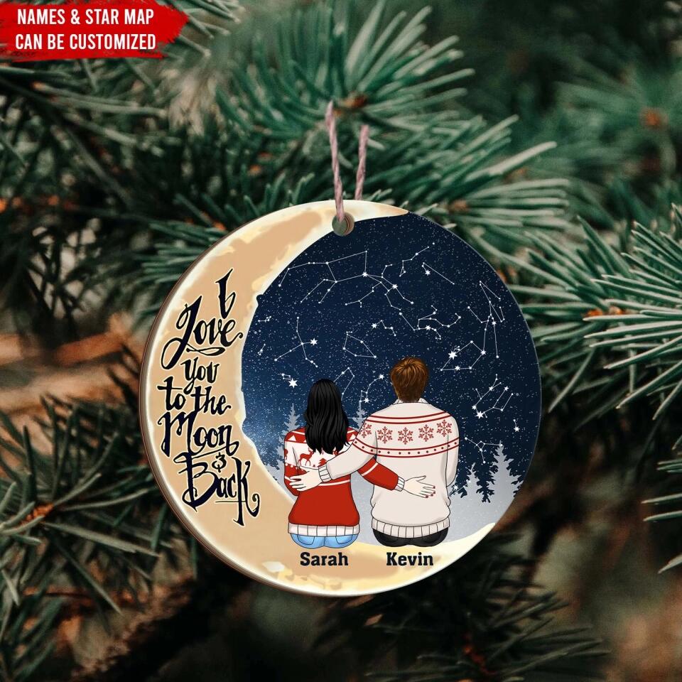 I Love You To The Moon And Back - Personalized Wooden Ornament