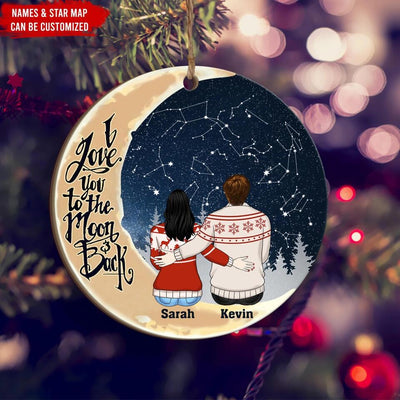 I Love You To The Moon And Back - Personalized Wooden Ornament