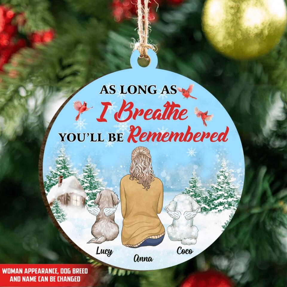 As Long As I Breathe Dog Wings - Personalized Ornament