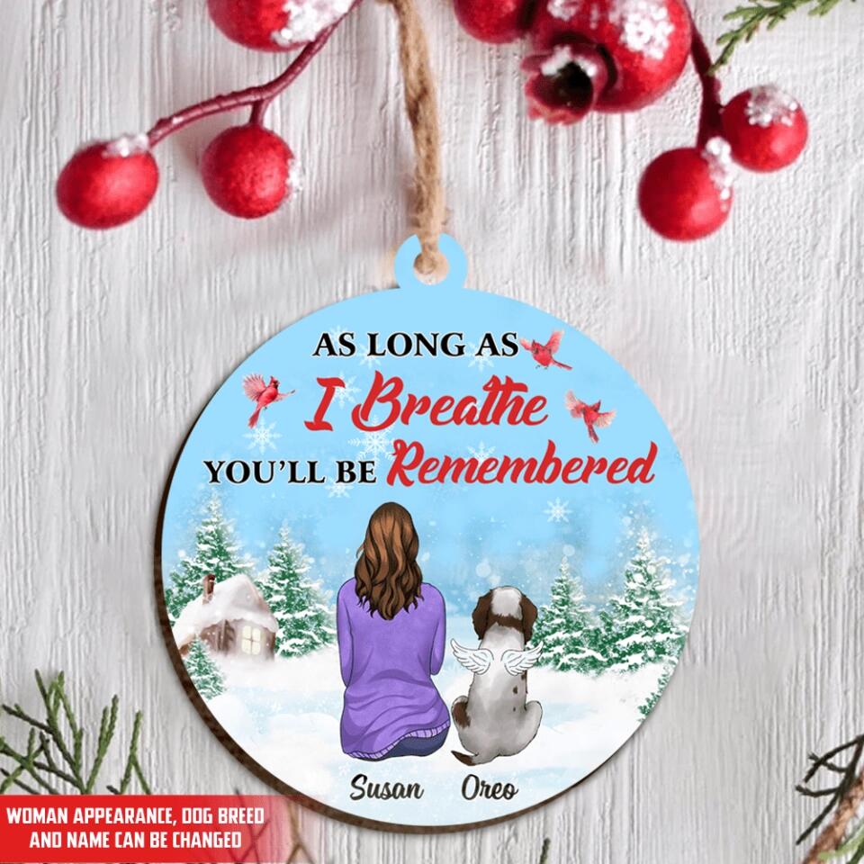 As Long As I Breathe Dog Wings - Personalized Ornament