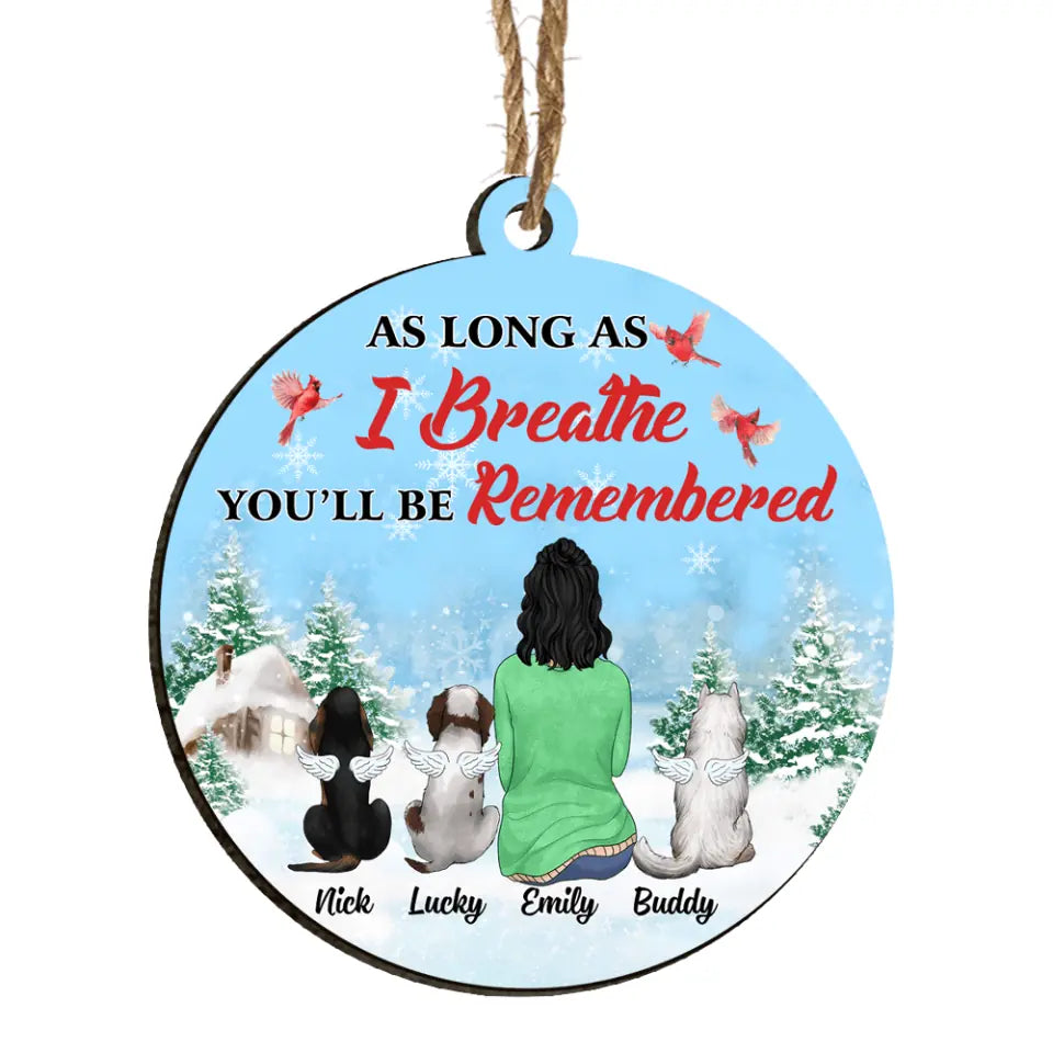 As Long As I Breathe Dog Wings - Personalized Ornament