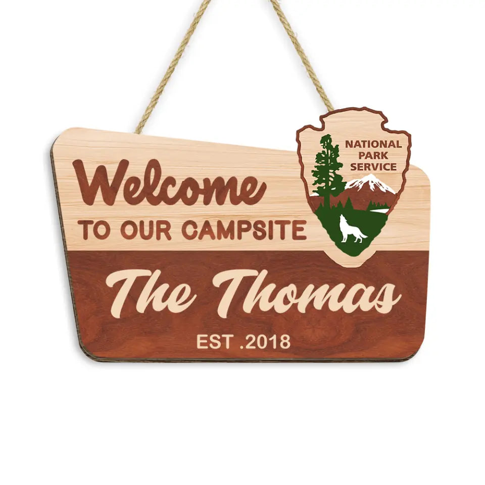 NPS Custom Sign, Welcome To Our Adventure - Personalized Wooden Sign Custom Shaped