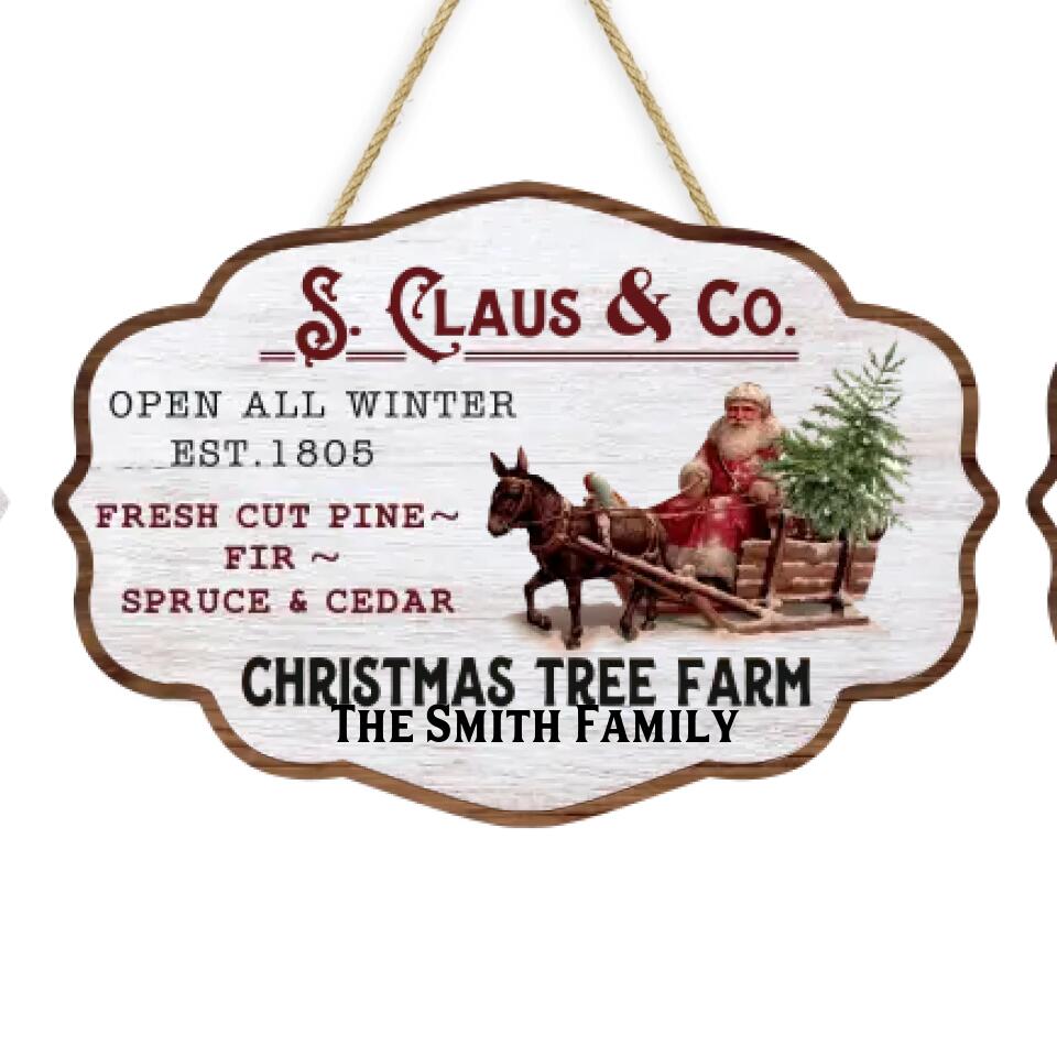 S. Claus Christmas Tree Farm - Personalized 2 Layer Sign, Christmas Decoration