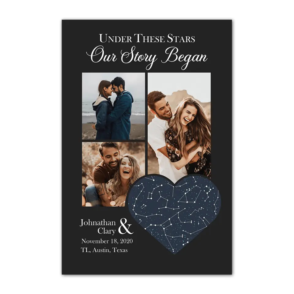 Customiz Stars Under These Stars, Our Story Began Custom Night Sky, Photo And Text Po ...