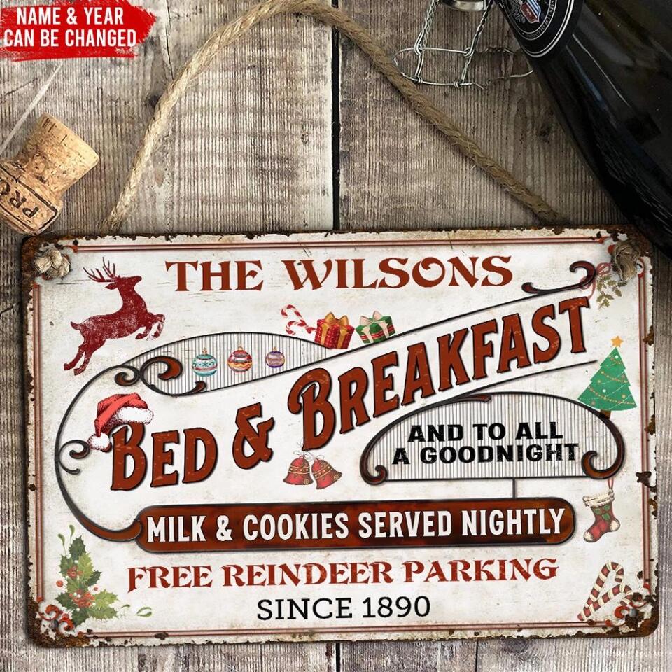 Bed & Breakfast And To All A GoodNight - Personalized Metal Sign
