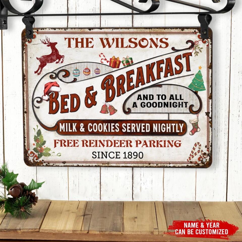 Bed & Breakfast And To All A GoodNight - Personalized Metal Sign