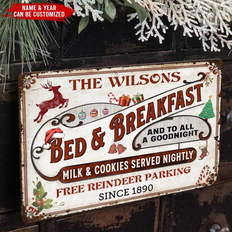 Bed & Breakfast And To All A GoodNight - Personalized Metal Sign