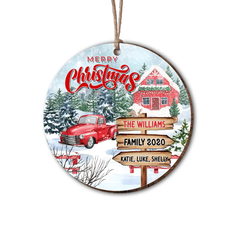 Christmas Farmhouse Family - Personalized Christmas Ornament