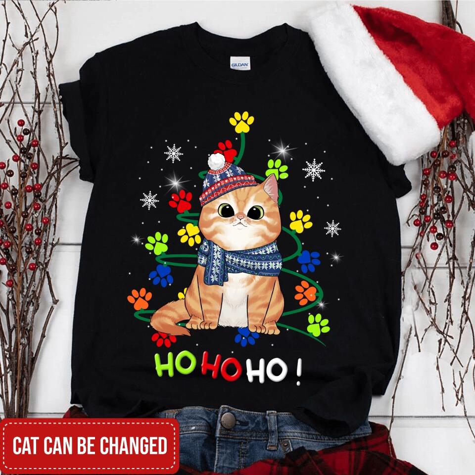 Hohoho Cat Paw Christmas Tree - Personalized Christmas Shirt