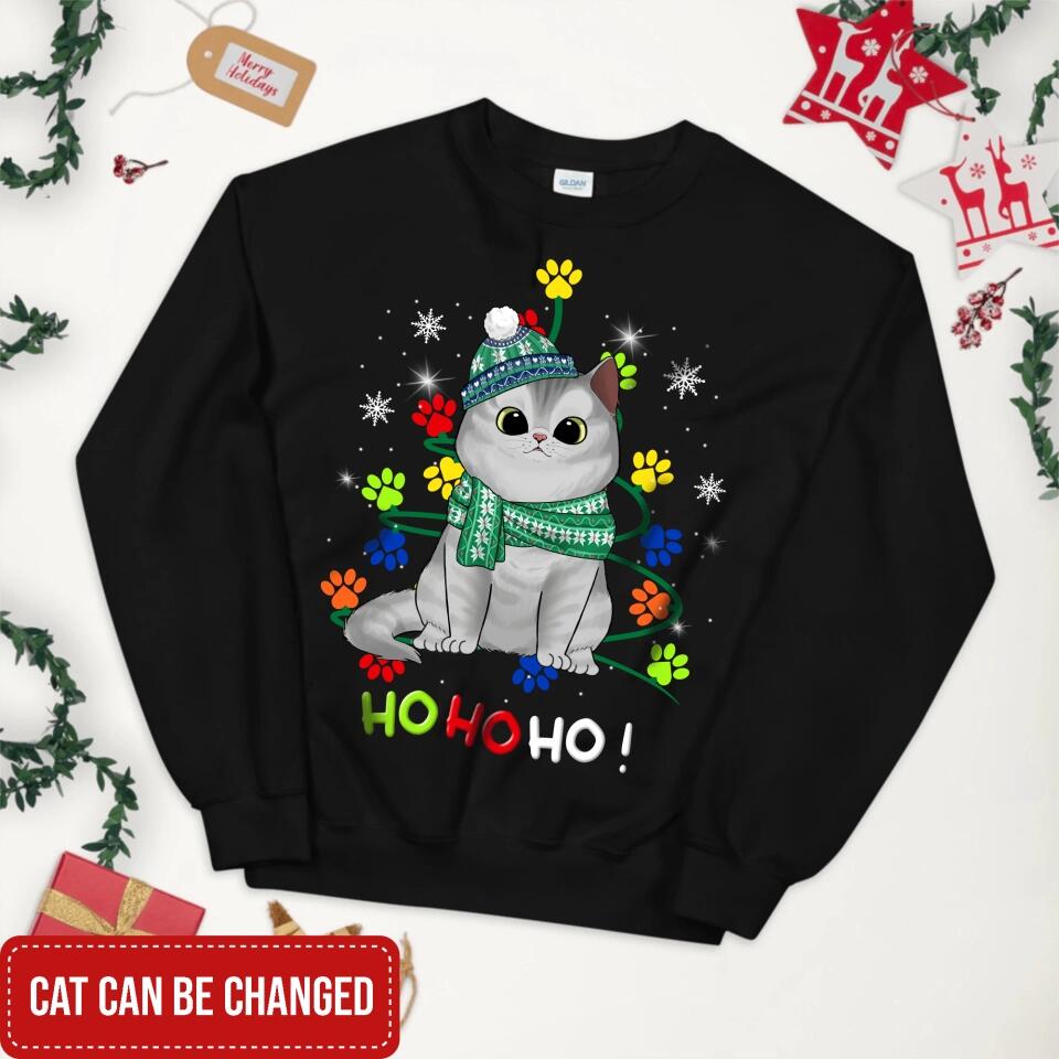 Hohoho Cat Paw Christmas Tree - Personalized Christmas Shirt