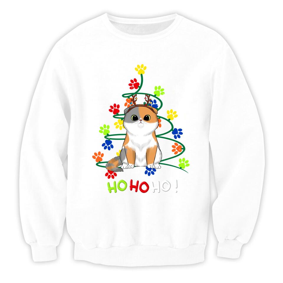Hohoho Cat Paw Christmas Tree - Personalized Christmas Shirt