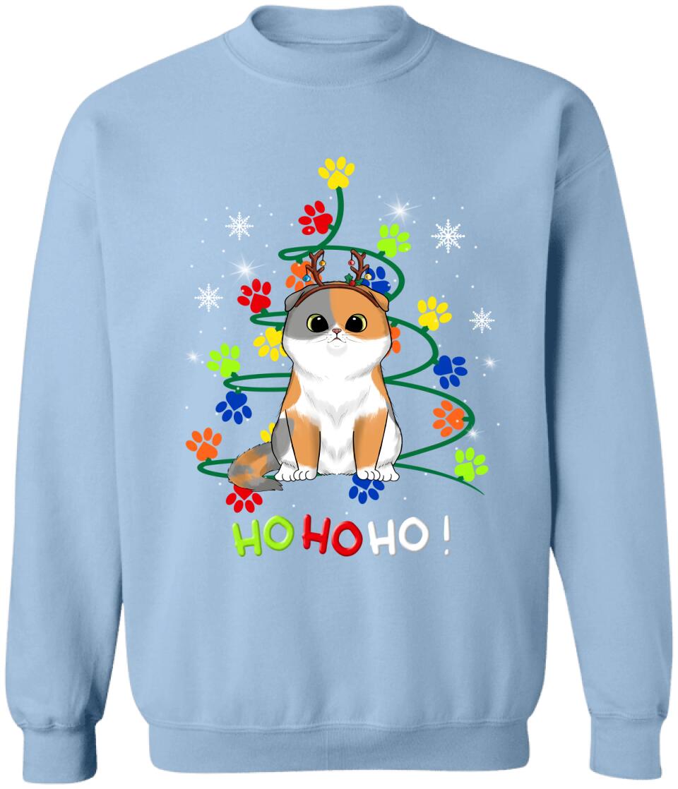 Hohoho Cat Paw Christmas Tree - Personalized Christmas Shirt
