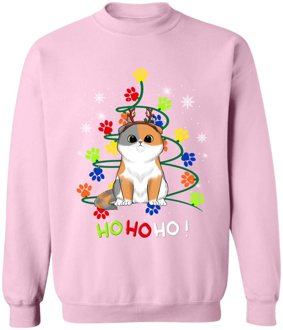 Hohoho Cat Paw Christmas Tree - Personalized Christmas Shirt