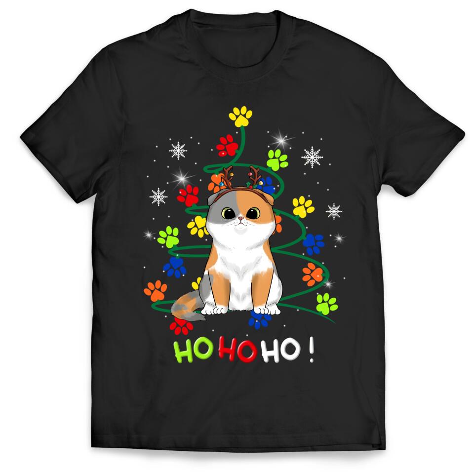 Hohoho Cat Paw Christmas Tree - Personalized Christmas Shirt