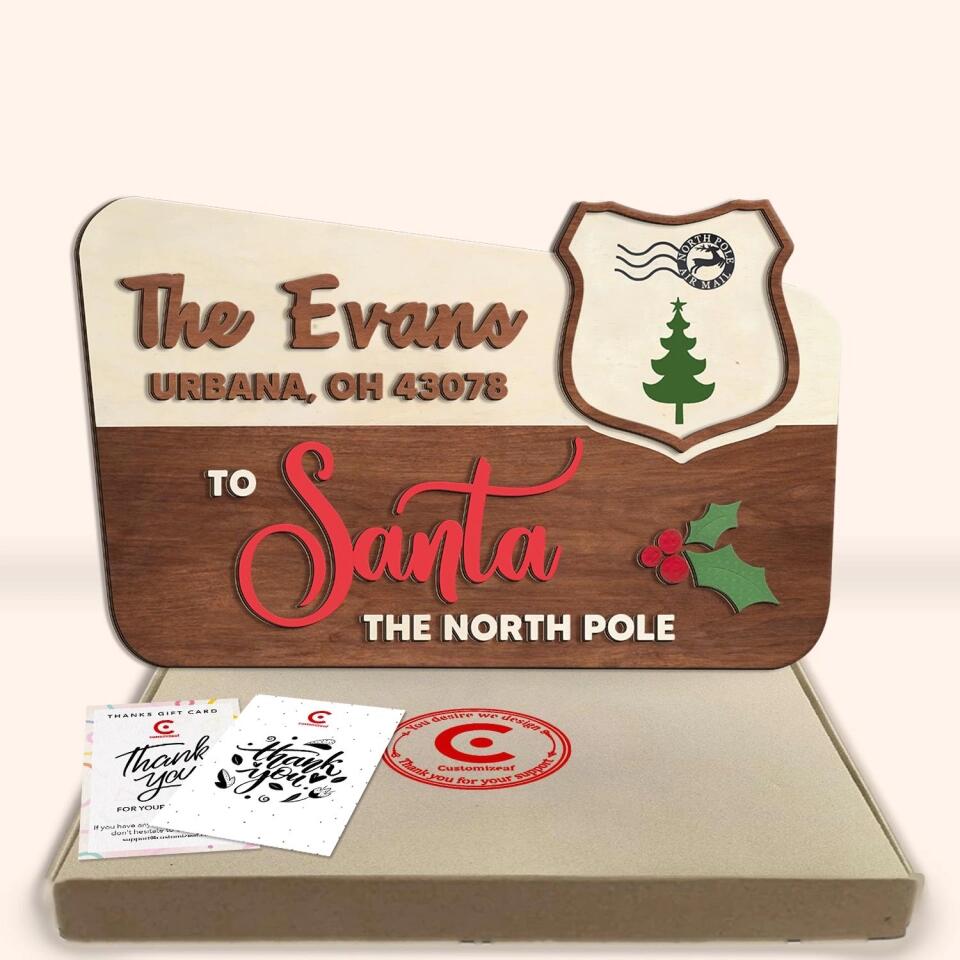 Christmas To Santa North Pole - Personalized 2 Layer Sign