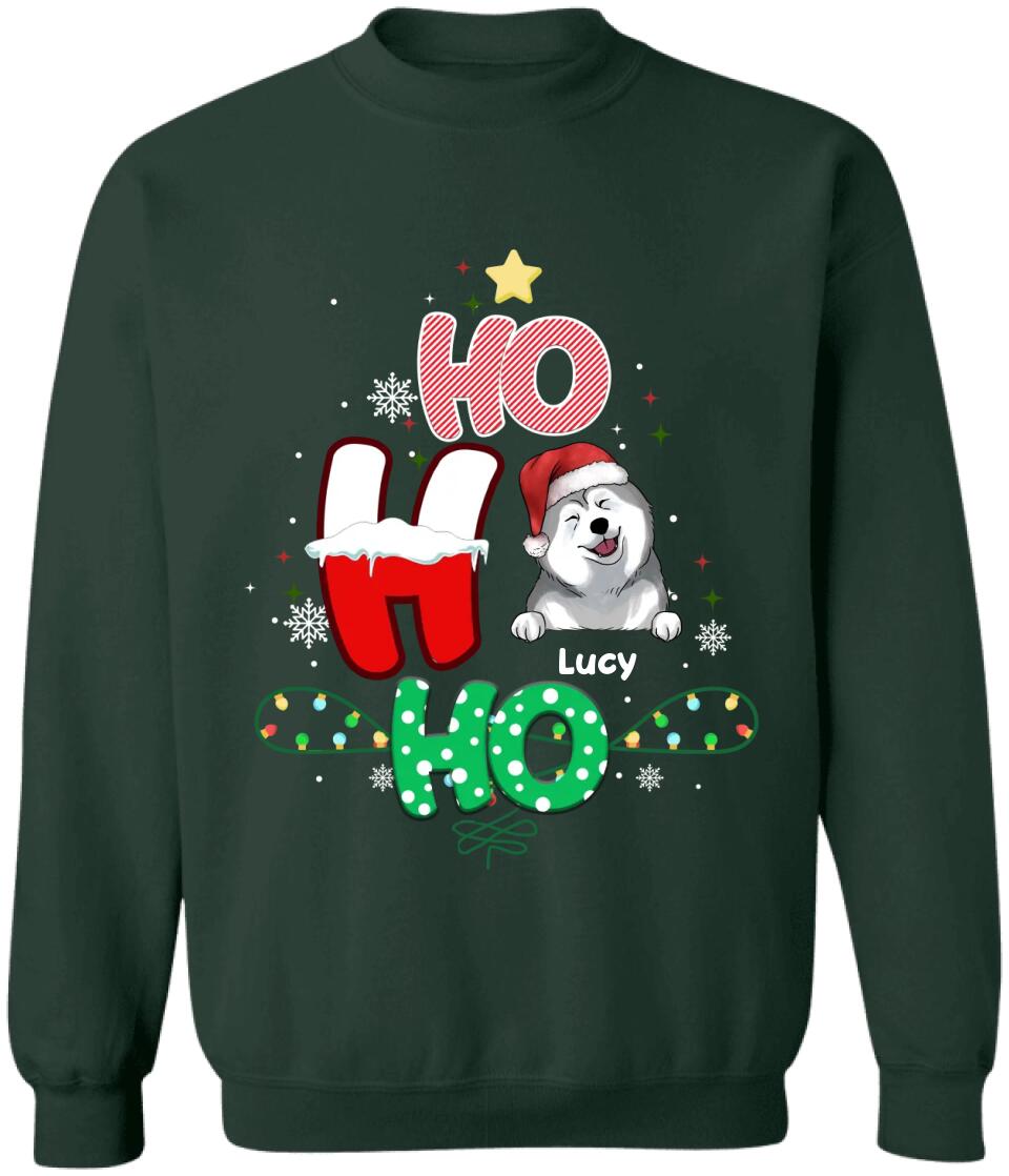 Ho Ho Ho Christmas Dogs - Personalized T-Shirt, Gift For Dog Lover