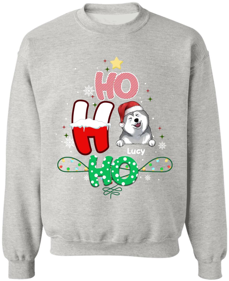 Ho Ho Ho Christmas Dogs - Personalized T-Shirt, Gift For Dog Lover