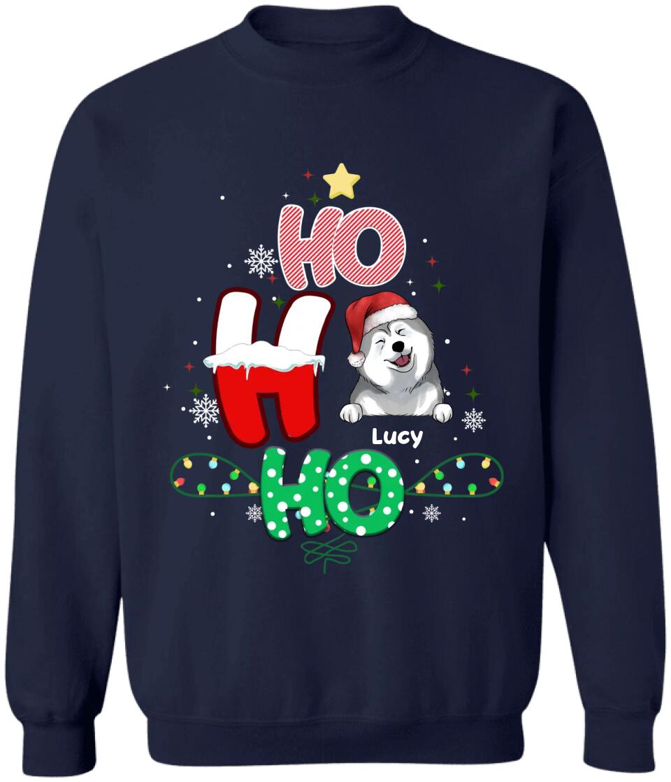 Ho Ho Ho Christmas Dogs - Personalized T-Shirt, Gift For Dog Lover